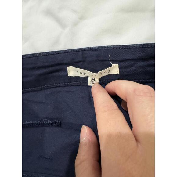 Copper Key Navy Cotton Blend Full Button Front Short Mini Skirt- Size Medium - Picture 6 of 9